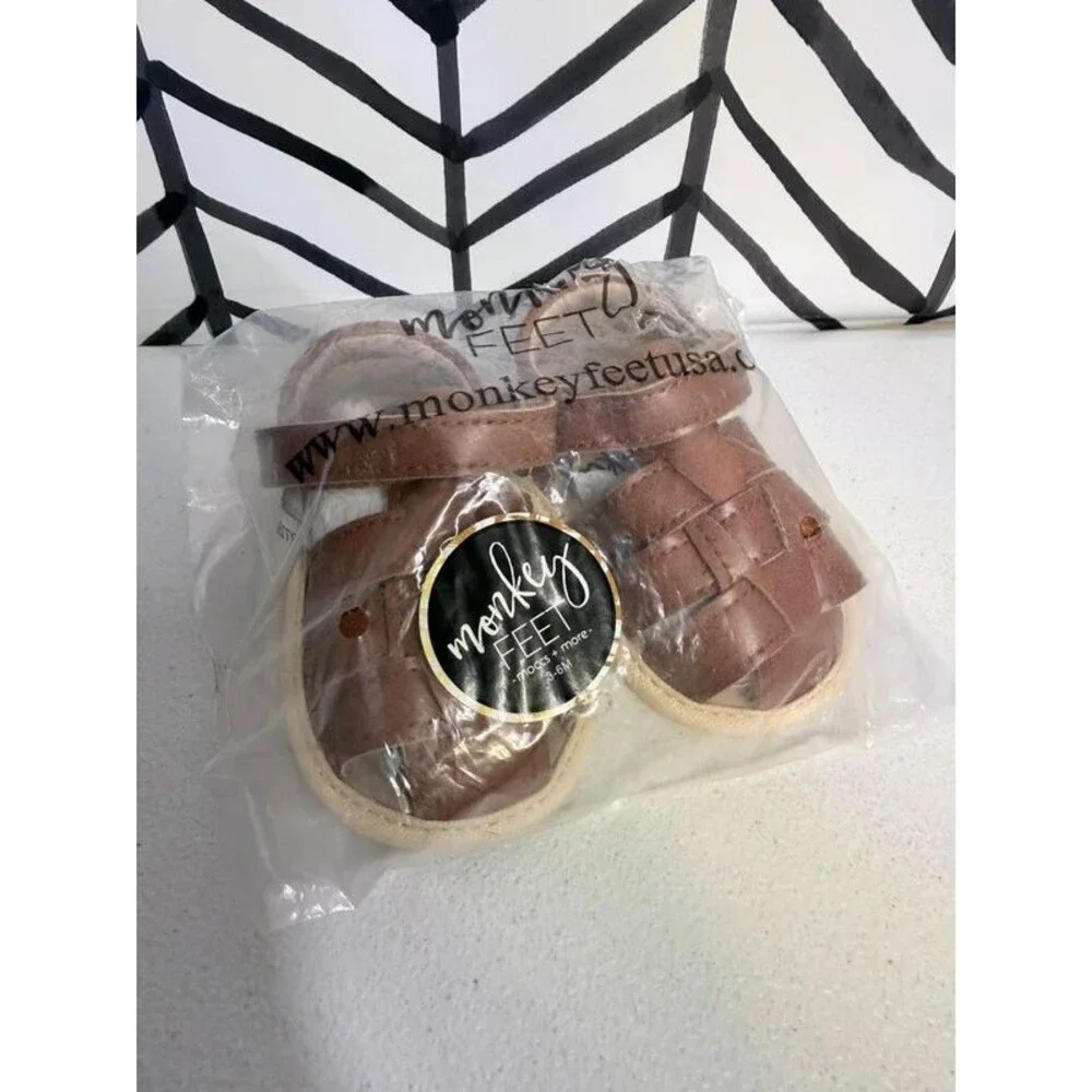 Monkey Feet Brown Leather Sandals Baby Girls 3-6M 7117